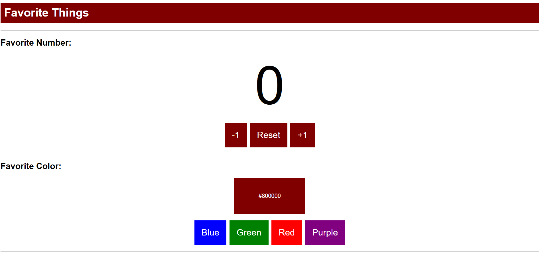 Website with value changing buttons